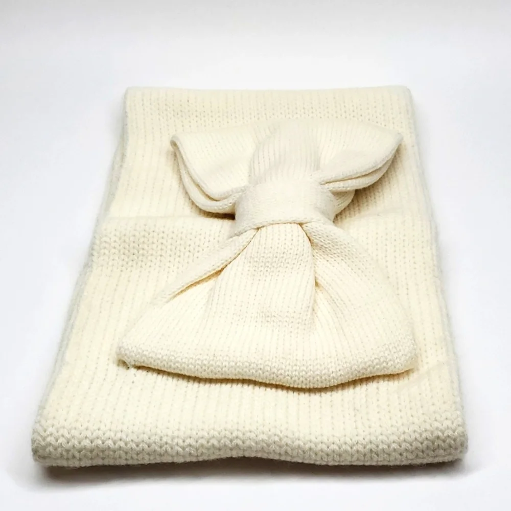 Kate Spade New York Off White Gathered Bow Neckwarmer NWT